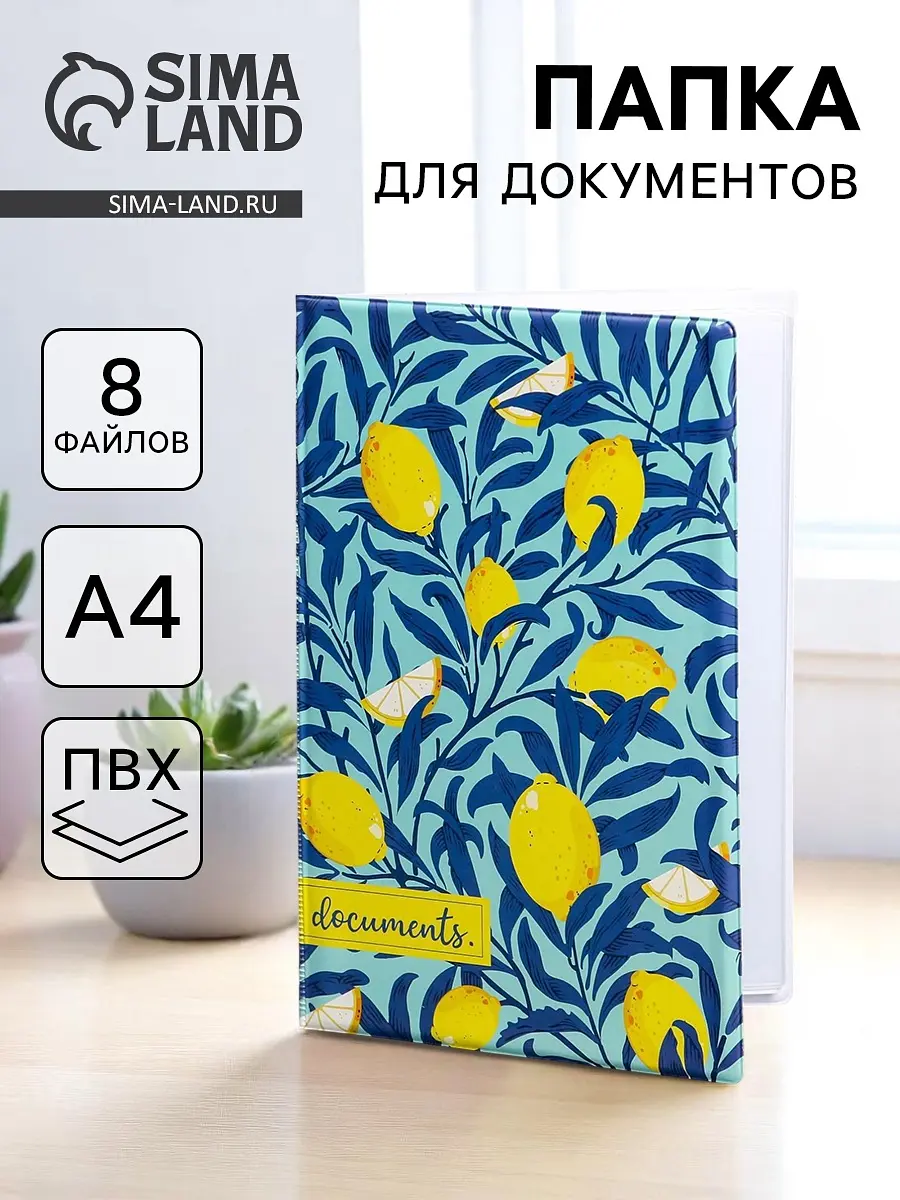 Папка для документов Docs 8 файлов А4 разноцветная