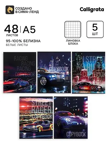 Тетради 48 листов в клетку street racing