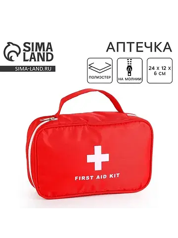 Аптечка дорожная first aid, красная, 24×