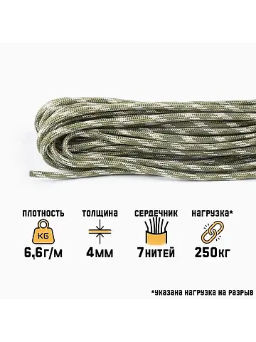 Паракорд 550 для выживания, с леской, с 