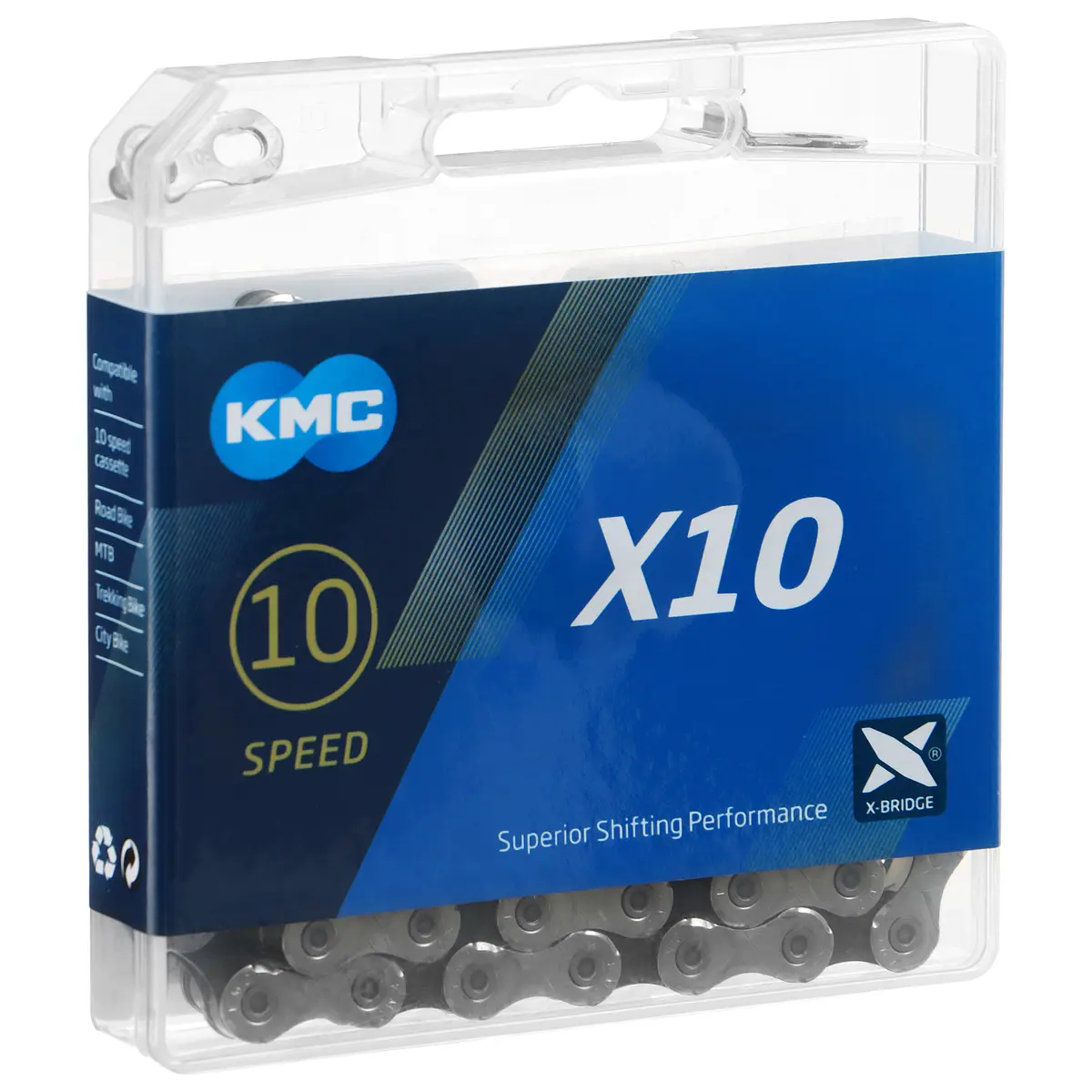 Цепь KMC X10 10 скоростей 116 звеньев хромированная