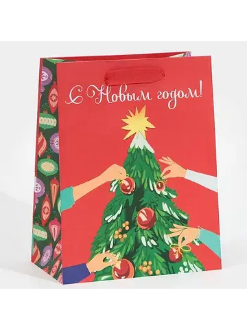 Пакет подарочный новогодний ламинированн