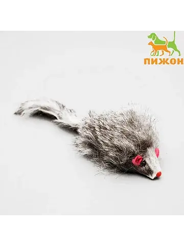 Мышь, 7.5 см, натуральный мех, темно-сер