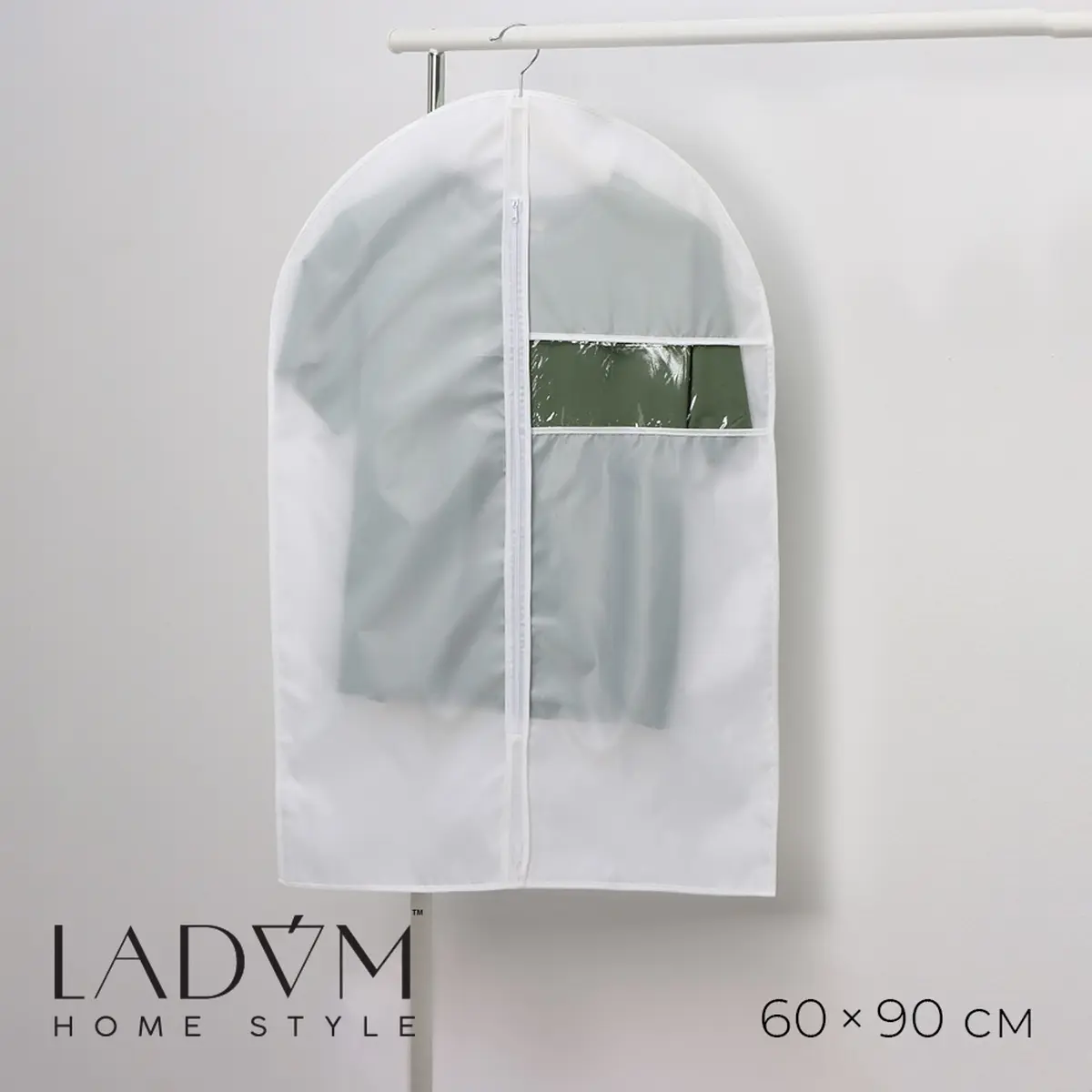Чехол для одежды LaDо́m с ПВХ окном 60×90 см белый