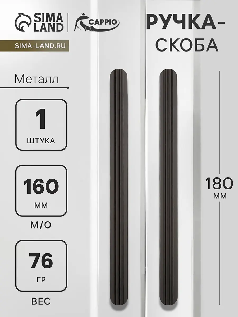 Ручка-скоба мебельная CAPPIO RS140 160 мм чёрная
