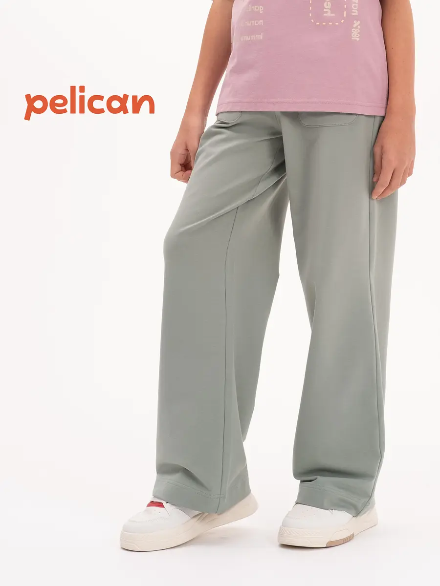 Брюки Pelican палаццо светло-зелёные