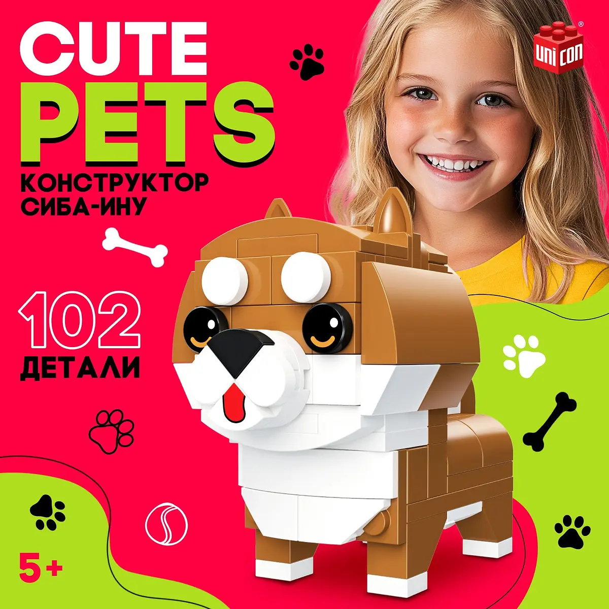 Конструктор UNICON Cute Pets Сиба-Ину 102 детали