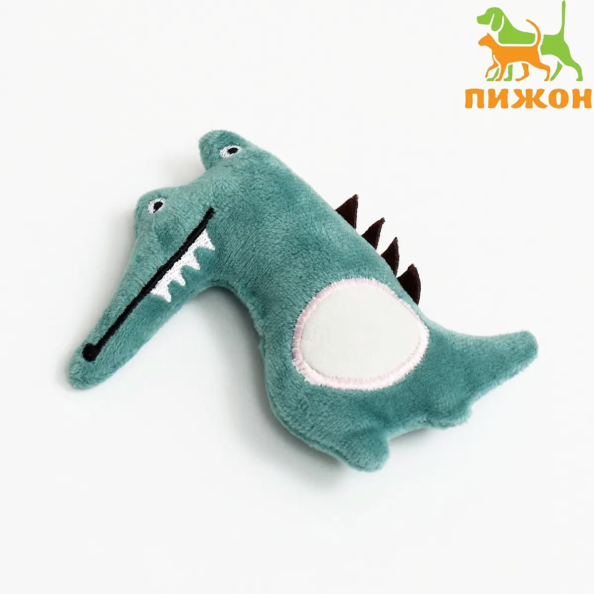 Игрушка для кошек Пижон Крокодил с кошачьей мятой 10 см зелёная