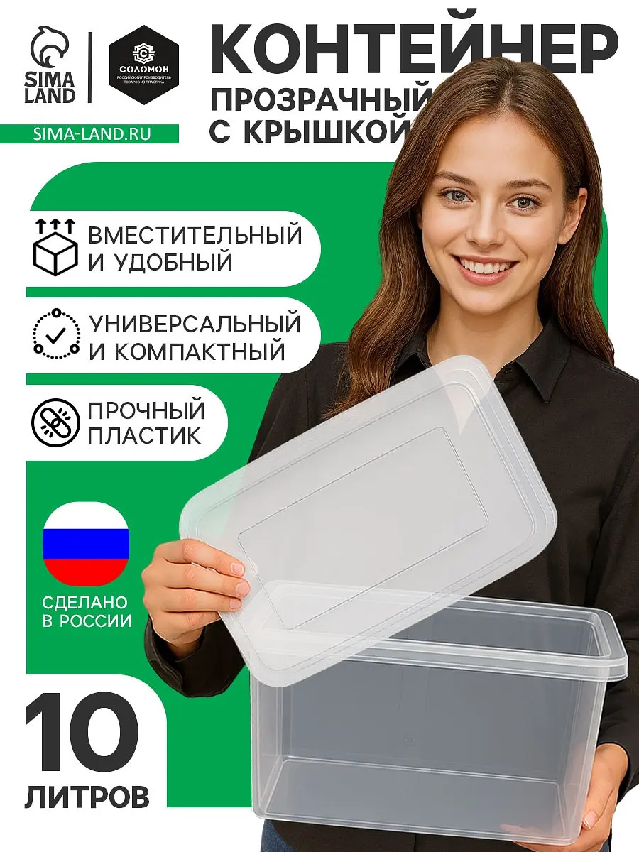 Ящик пластиковый для хранения Соломон 10 л прозрачно-матовый