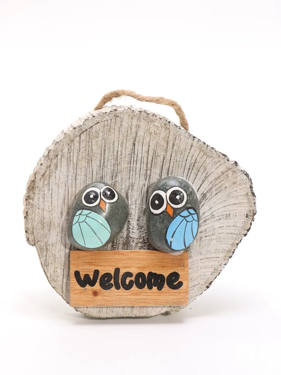 Панно деревянное Welcome 15×3×15 см серое