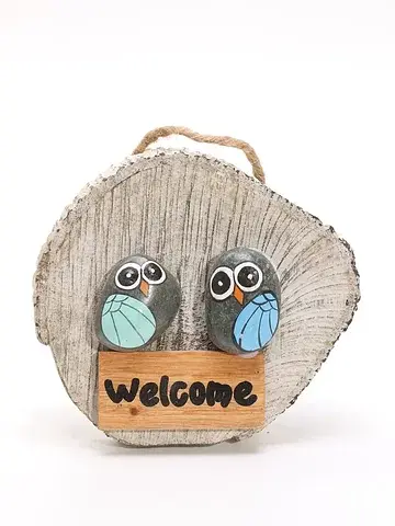 Панно welcome, 15×3×15 см, дерево, серое