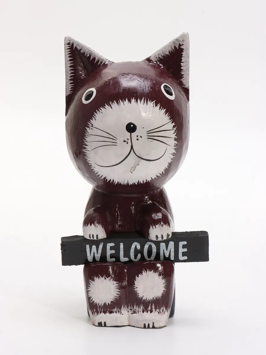 Сувенир Кот с табличкой WELCOME деревянный 10×7×16 см