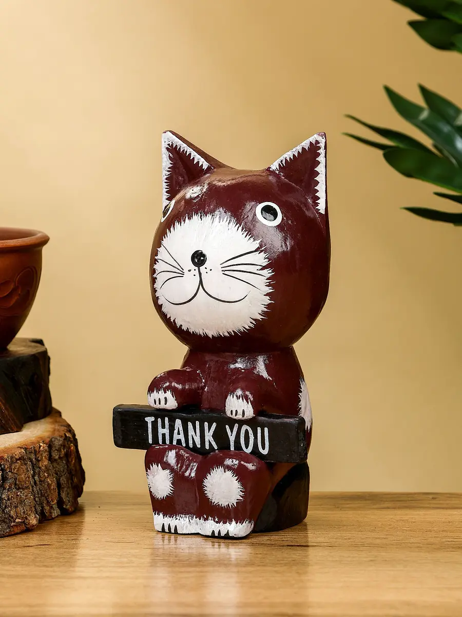 Сувенир Кот с табличкой WELCOME деревянный 10×7×16 см