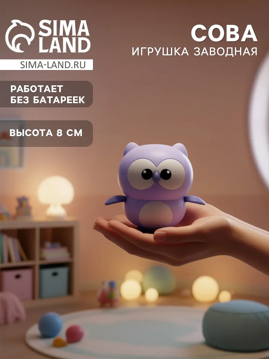 Заводная игрушка Сова фиолетовая