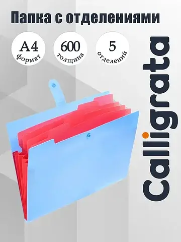 Папка а4, 5 отделений, , 600 мкм, на кно