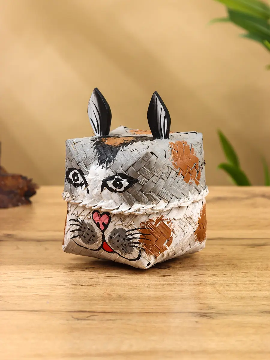 Корзина для хранения бамбуковая серая
