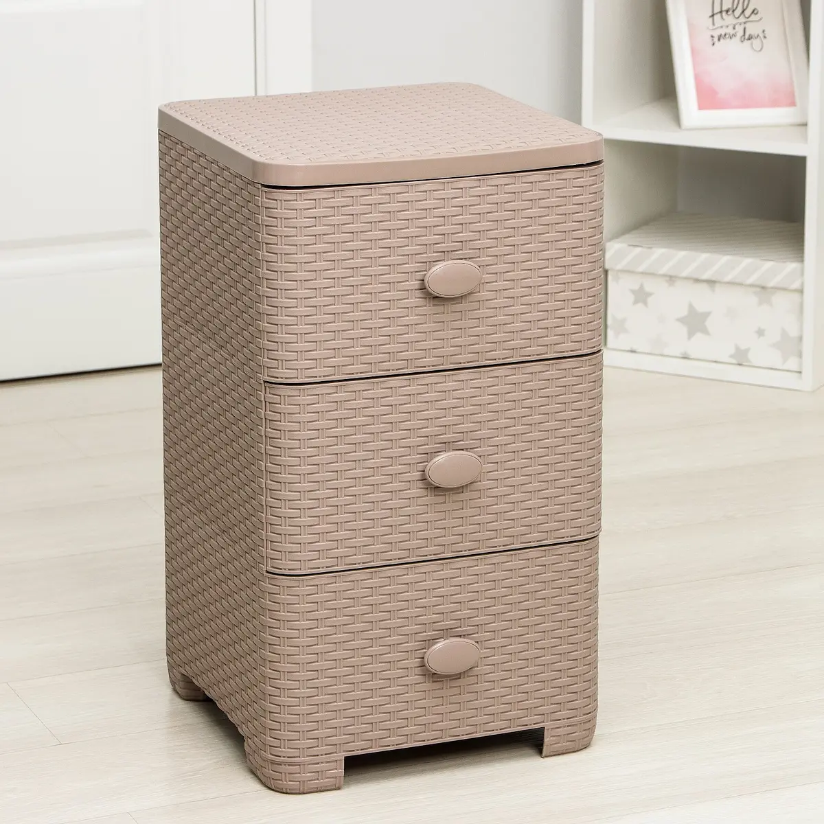 Комод пластиковый 3-х секционный коричневый 37.5×36×63 см