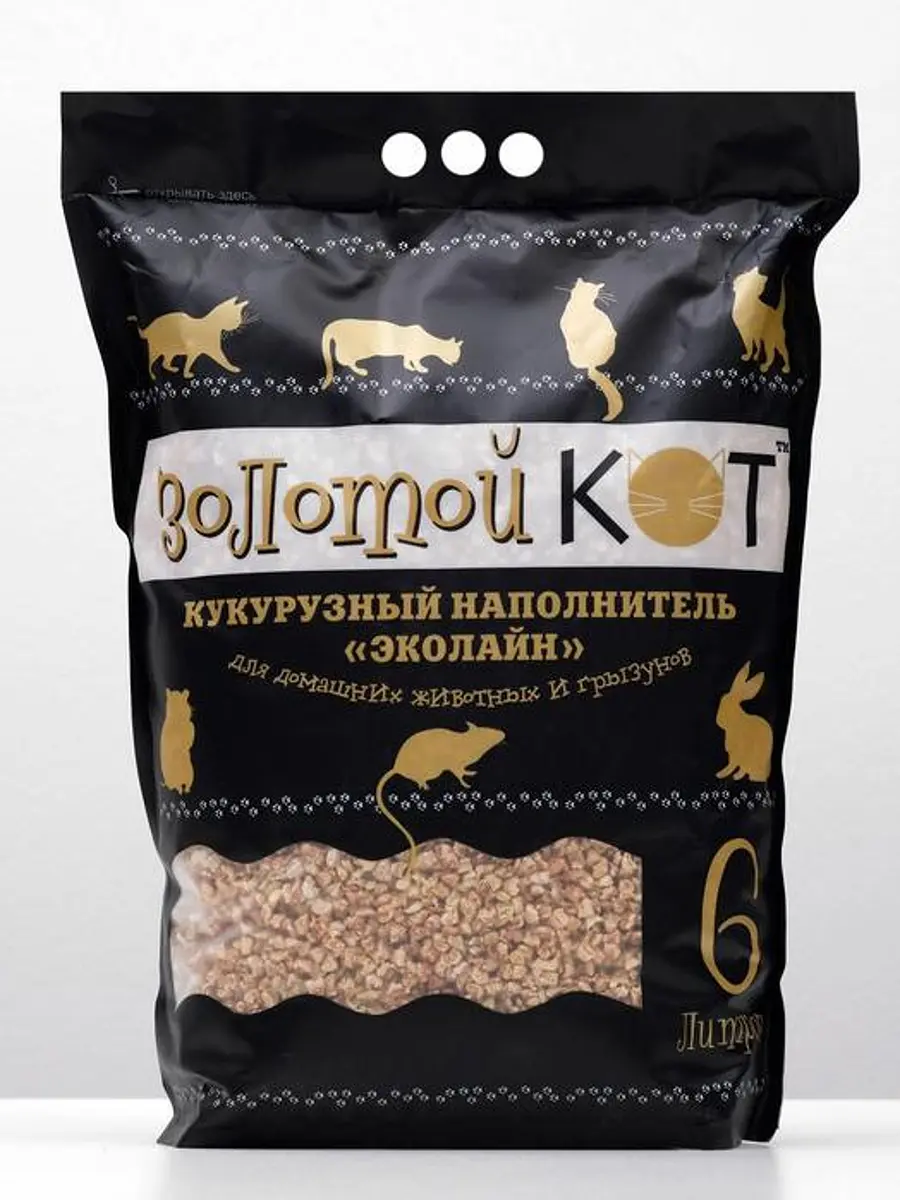 Наполнитель кукурузный Золотой кот 6 л