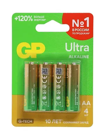 Батарейка алкалиновая ultra, aa, lr6-4bl