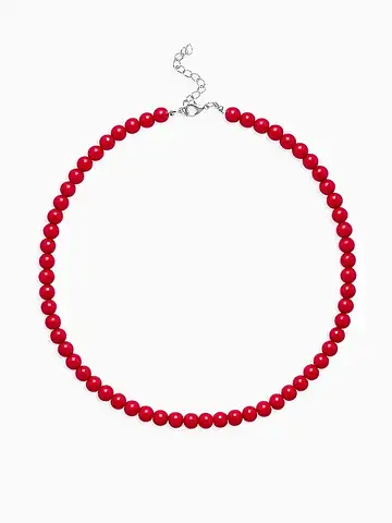 Бусы нить, шар №8, красные, l=43 см