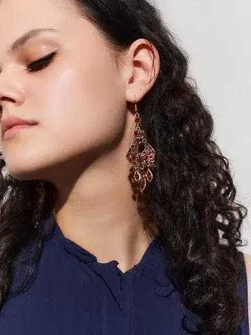Серьги висячие со стразами