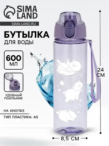 Бутылка для воды пластиковая
