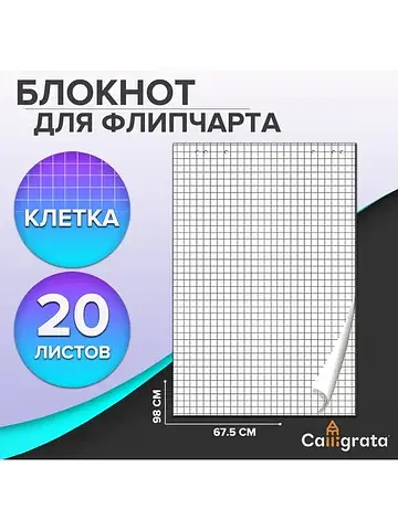 Блокнот для флипчарта в клетку , 67.5×98