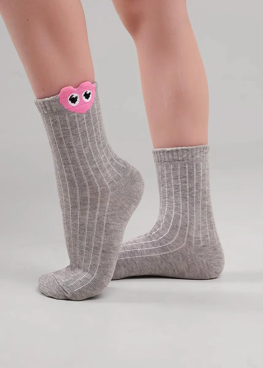Детские носки Clever длинные с сердечками серые