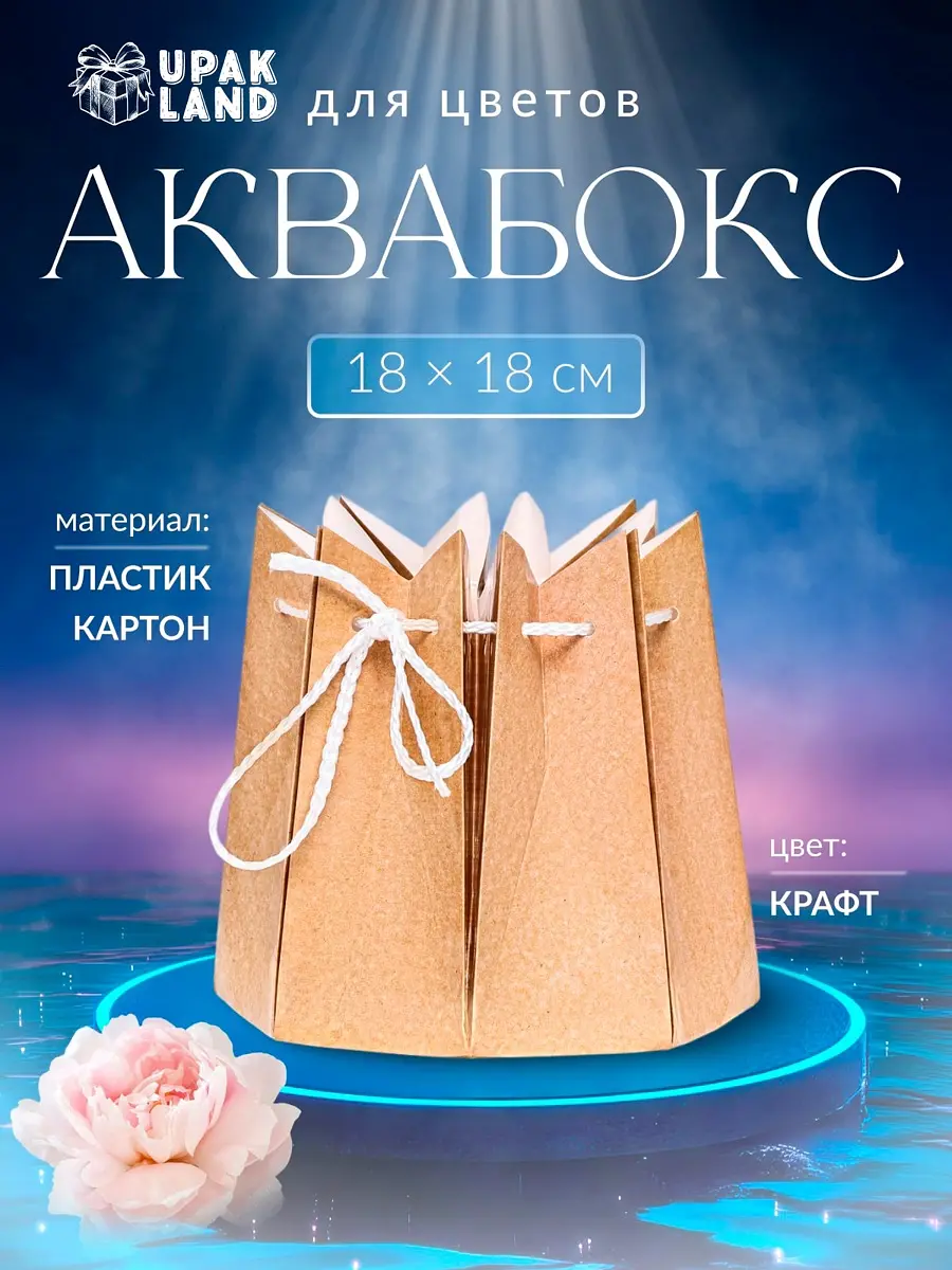 Аквабокс для цветов 18×18 см крафт