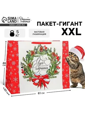 Пакет подарочный новогодний ламинированн