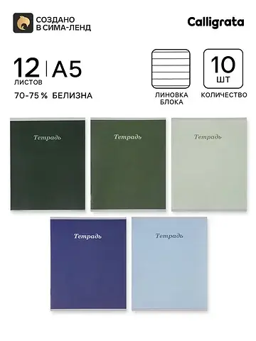 Тетрадь 10 штук, 12 листов в линейку