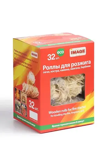 Роллы для розжига, 32 шт., древесные