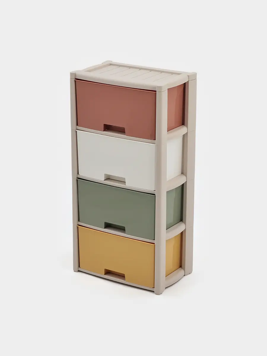 Комод пластиковый 4-х секционный разноцветный 47.5×30×94 см