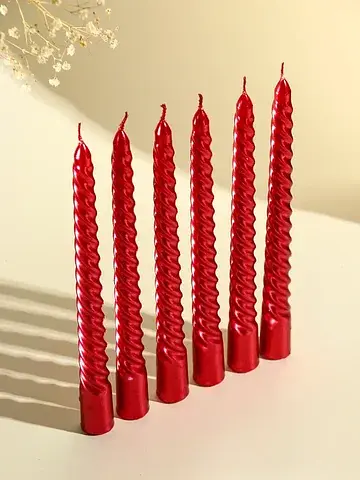 Свечи витые 1.9×20 см, набор 6 шт., руби