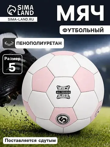 Футбольный мяч, размер 5, pu, 430 г, роз