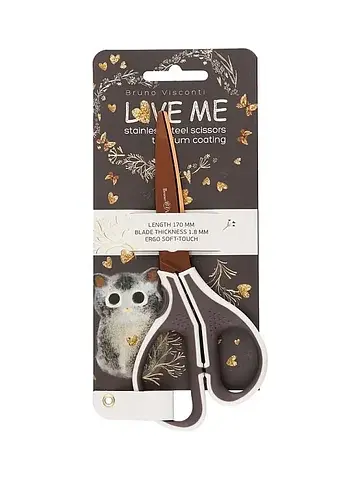 Ножницы 17см , love me.котенок, зол.лезв