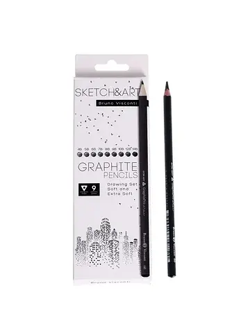 Карандаши чернографитные 9 штук sketch&a