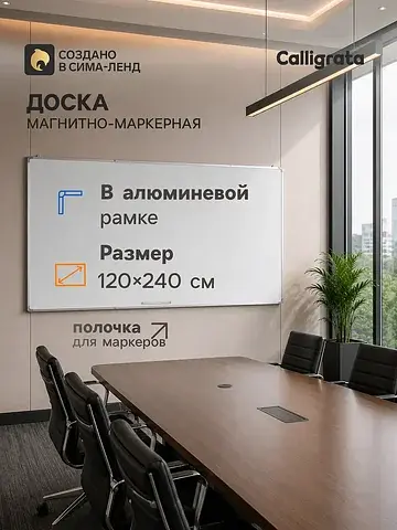 Доска магнитно-маркерная 120×240 см, с п