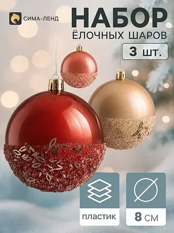 Ёлочные шары набор 3 шт.