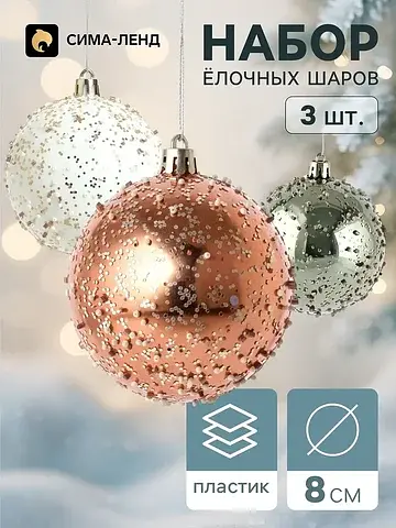 Ёлочные шары набор 3 шт.