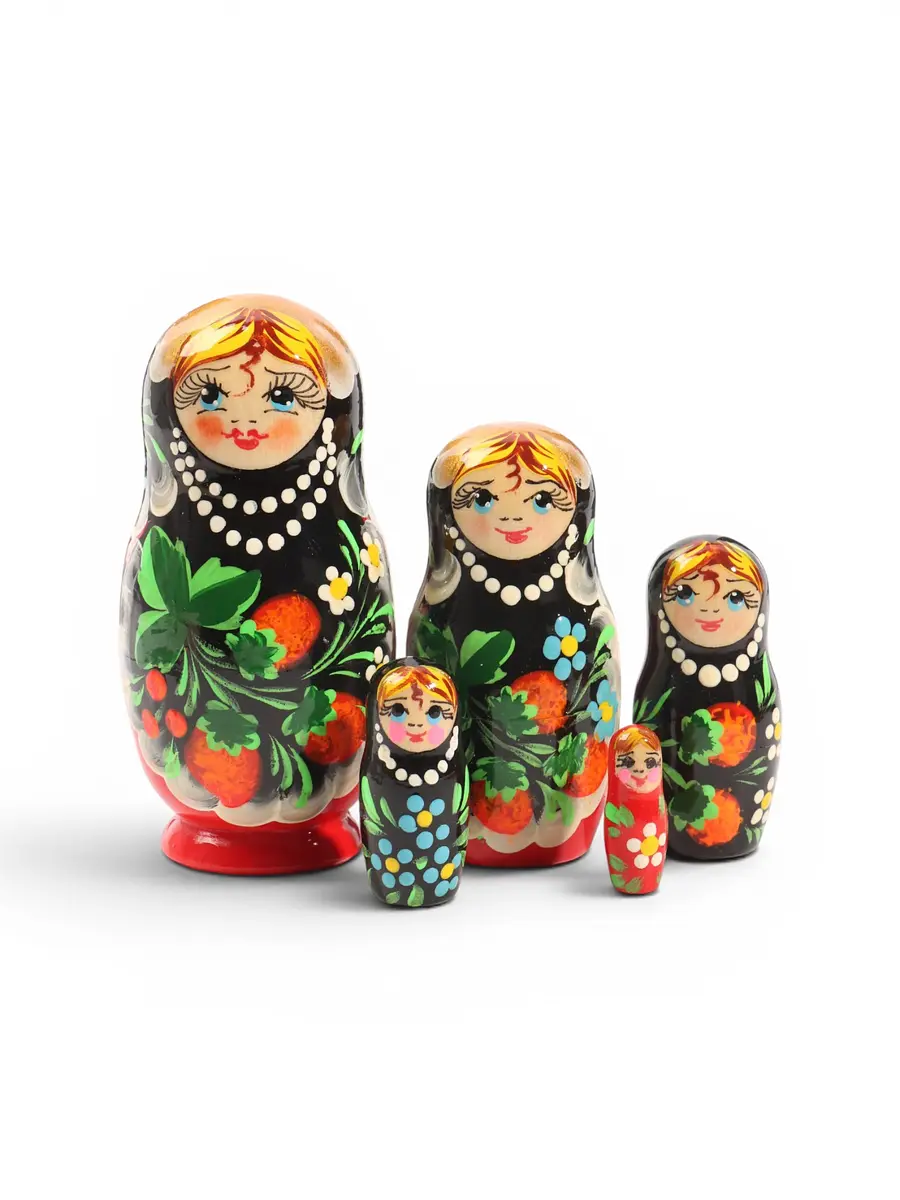 Матрёшка Барыня 11 см чёрная 5-предметная