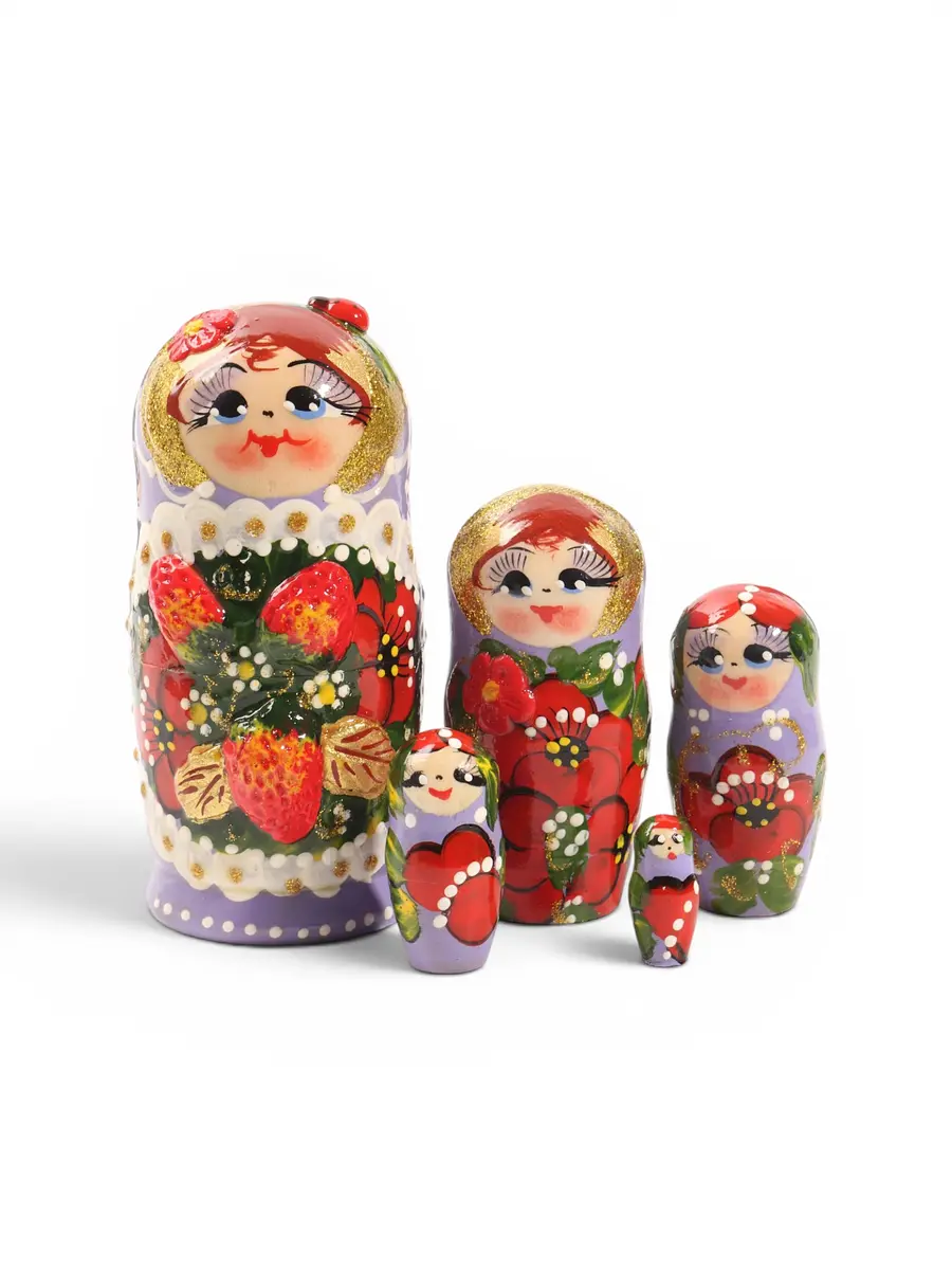 Матрешка Таня 5 предметов 11 см фиолетовая