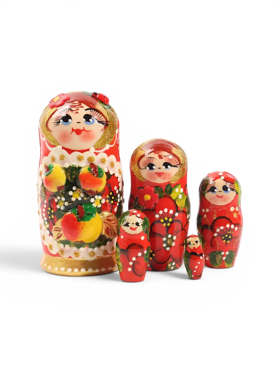 Матрешка Олюшка 5 предметов 11 см красная