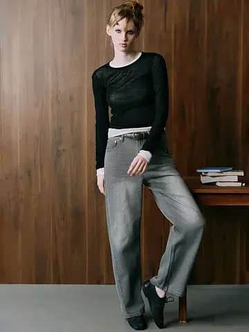 Джинсы barrel fit женские серые