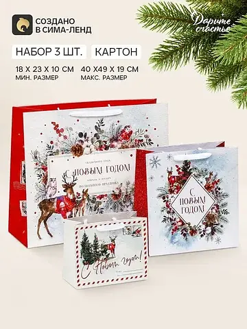 Пакет подарочный, набор