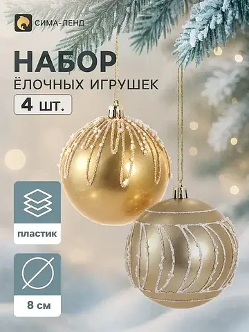 Ёлочные шары набор 4 шт.