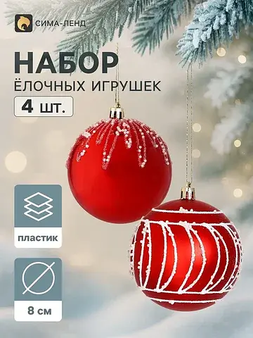 Ёлочные шары набор 4 шт.