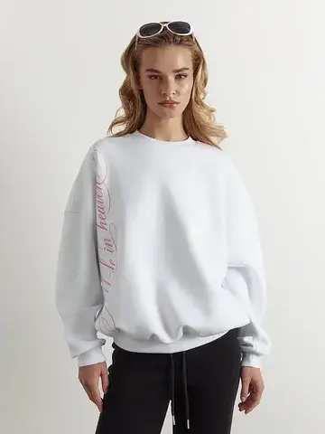 Свитшот mf x nkeeei белый с надписью теп