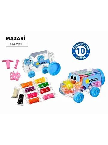 Тесто для лепки машинка, 10 цветов по 10