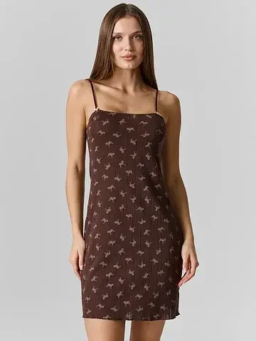 Сорочка ночная женская коричневая с узор